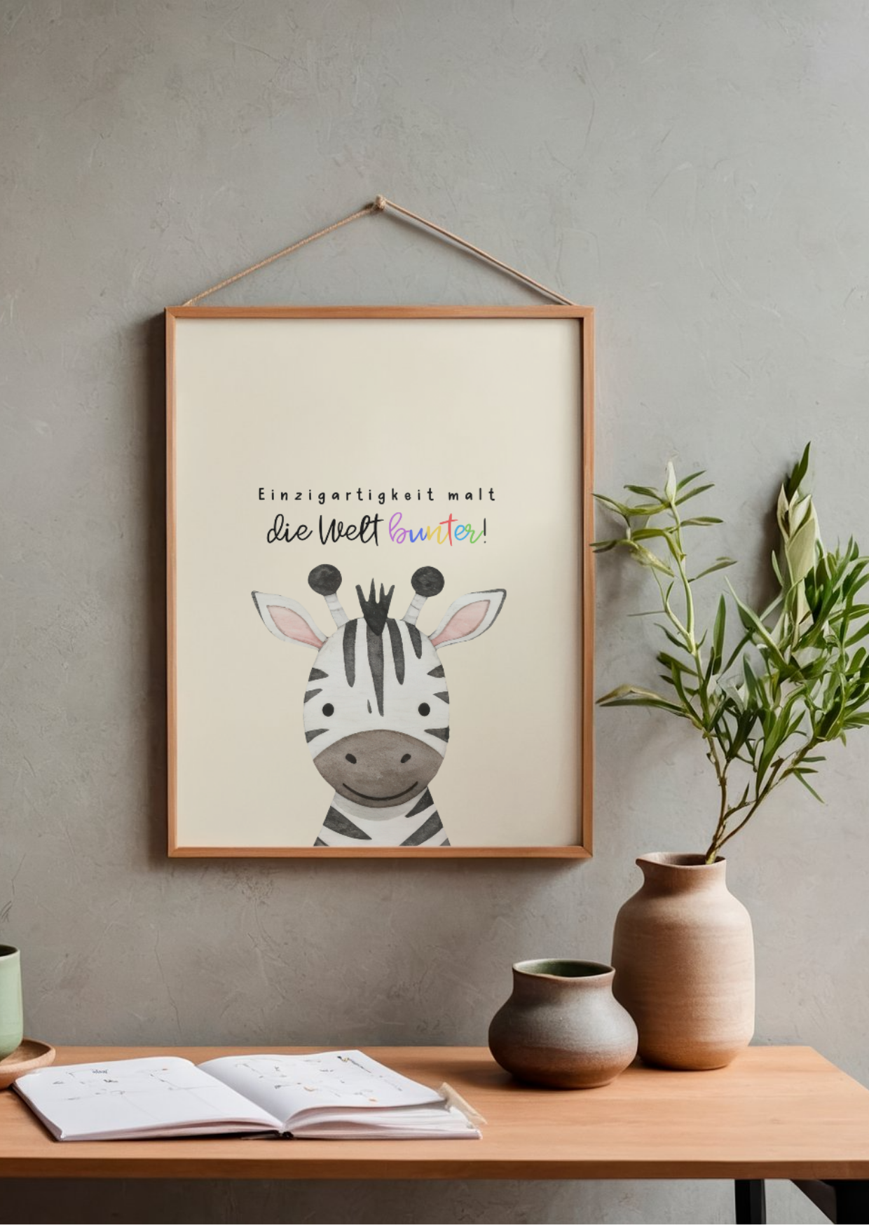 Zebra Poster - Einzigartigkeit malt die Welt bunter!
